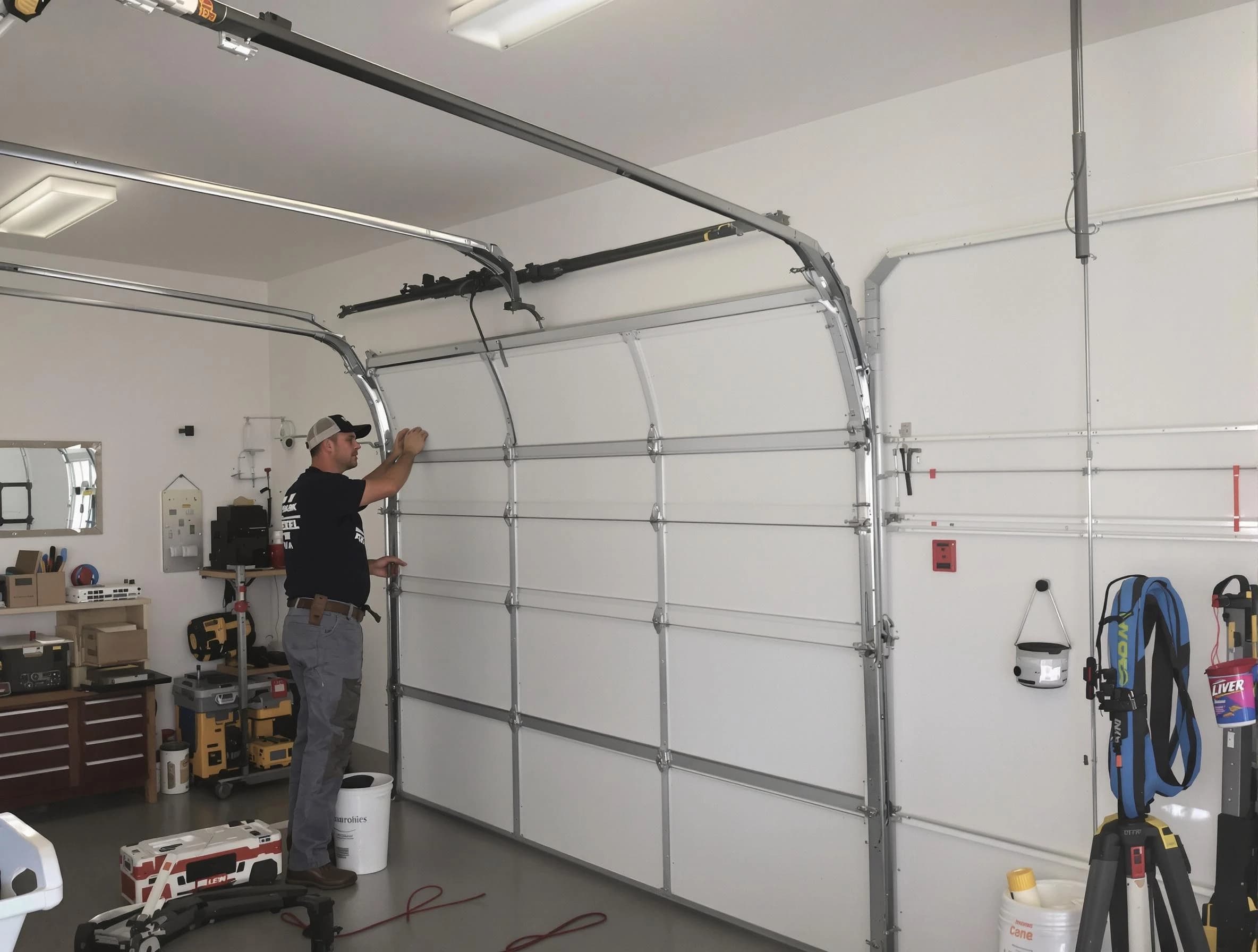 Bound Brook Garage Door Repair team installing new garage door in Bound Brook