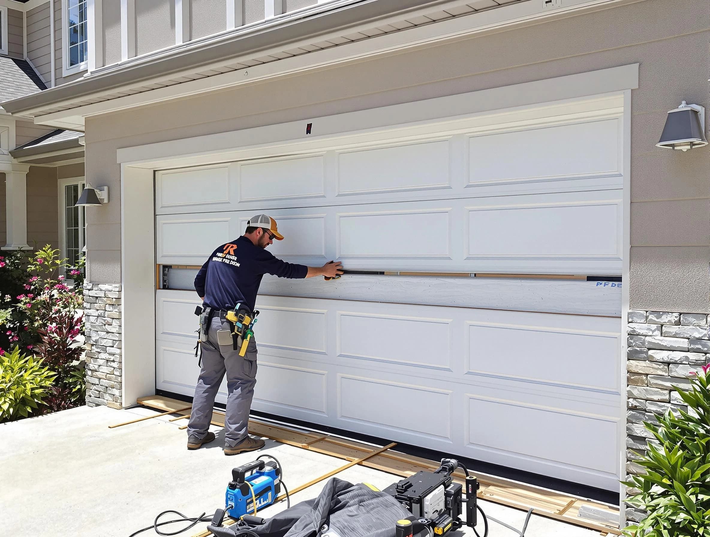 Bound Brook Garage Door Repair team performing complete garage door replacement at Bound Brook residence