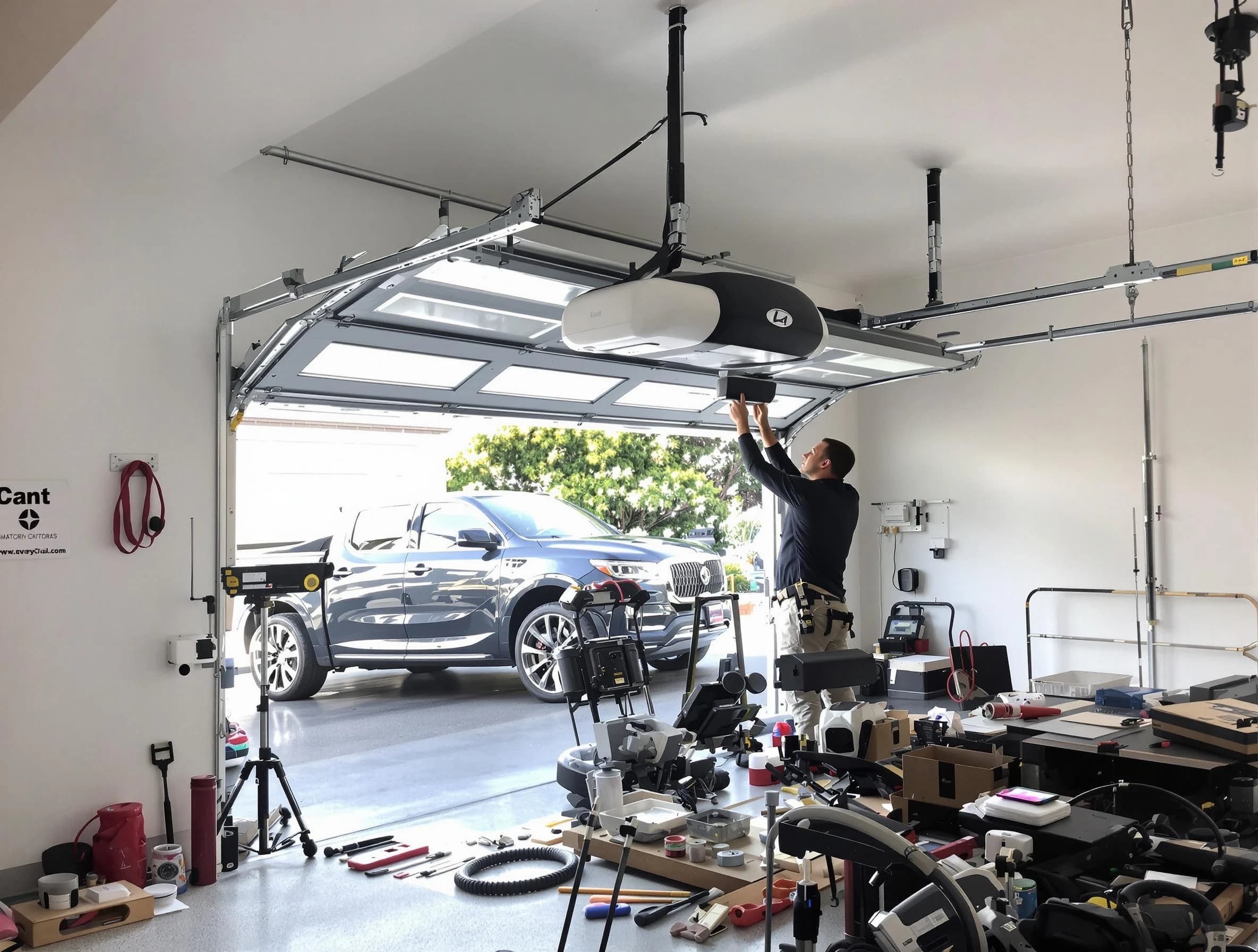 Bound Brook Garage Door Repair specialist installing smart garage door opener system in Bound Brook home