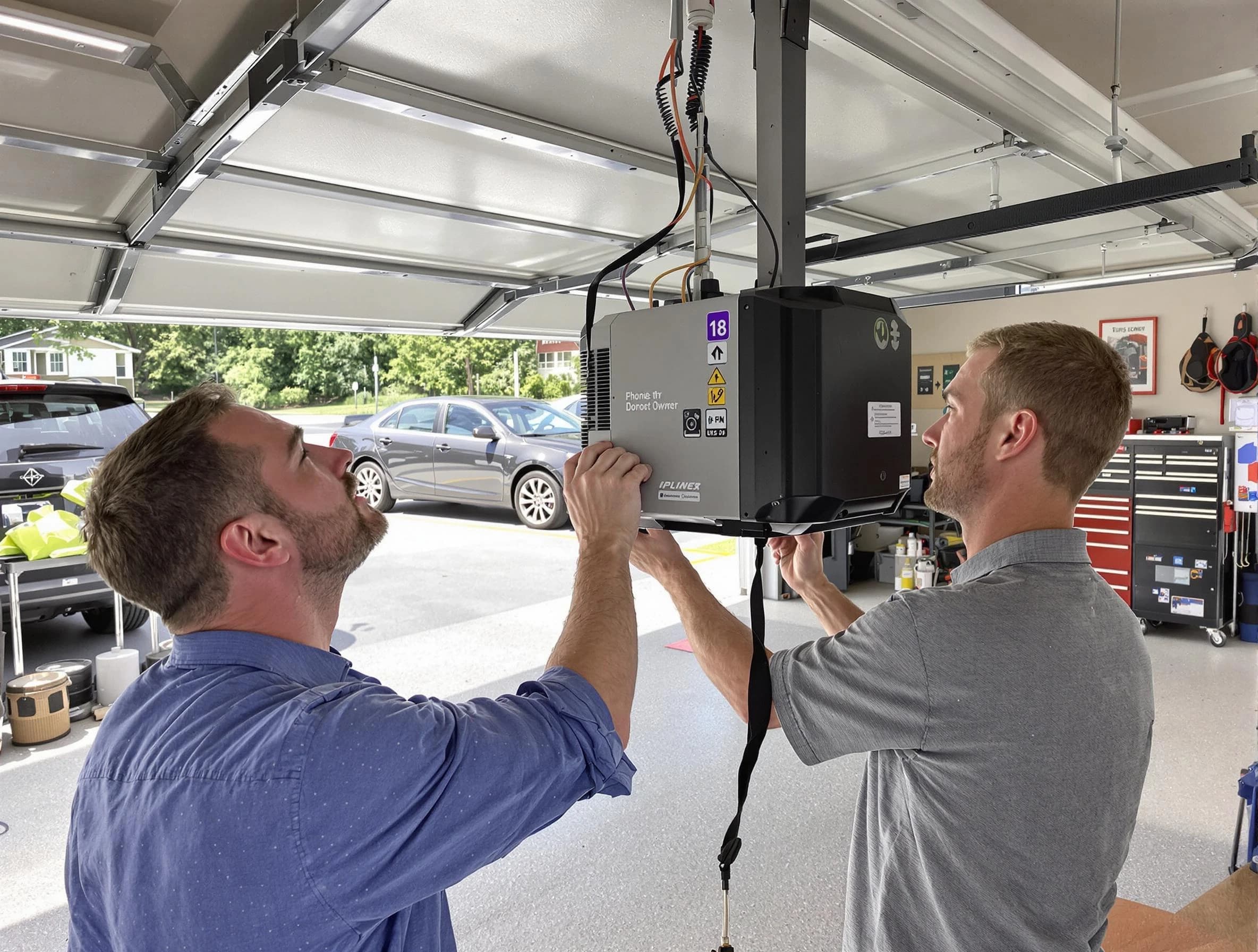 Bound Brook Garage Door Repair technician installing garage door opener in Bound Brook