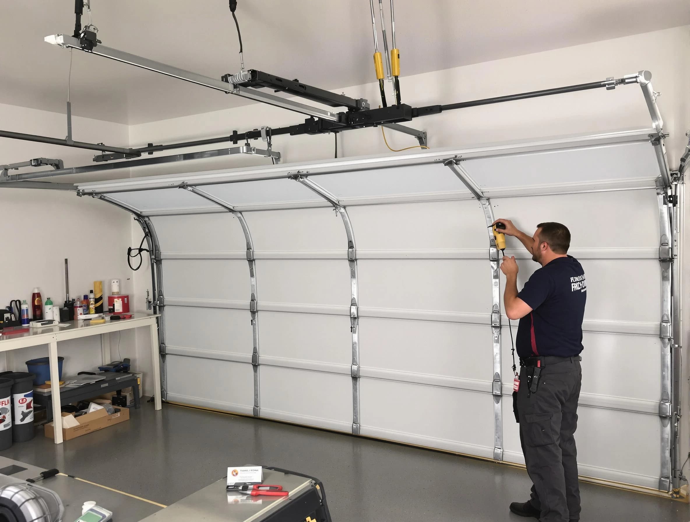 Bound Brook Garage Door Repair certified technician performing overhead door system repair in Bound Brook