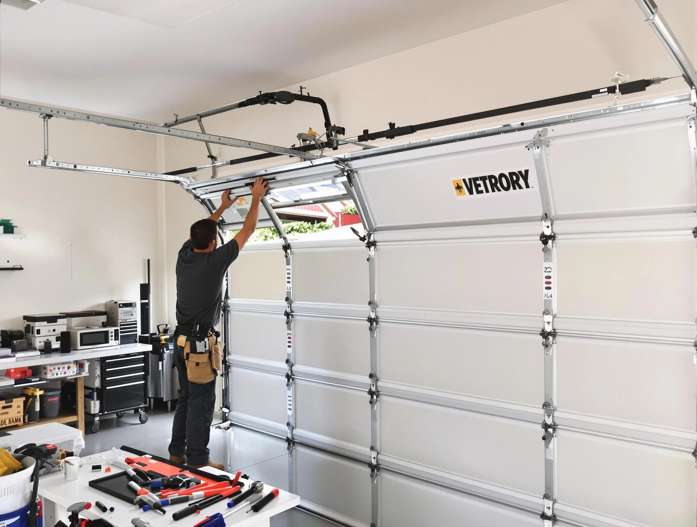 Bound Brook Garage Door Repair technician performing section replacement in Bound Brook