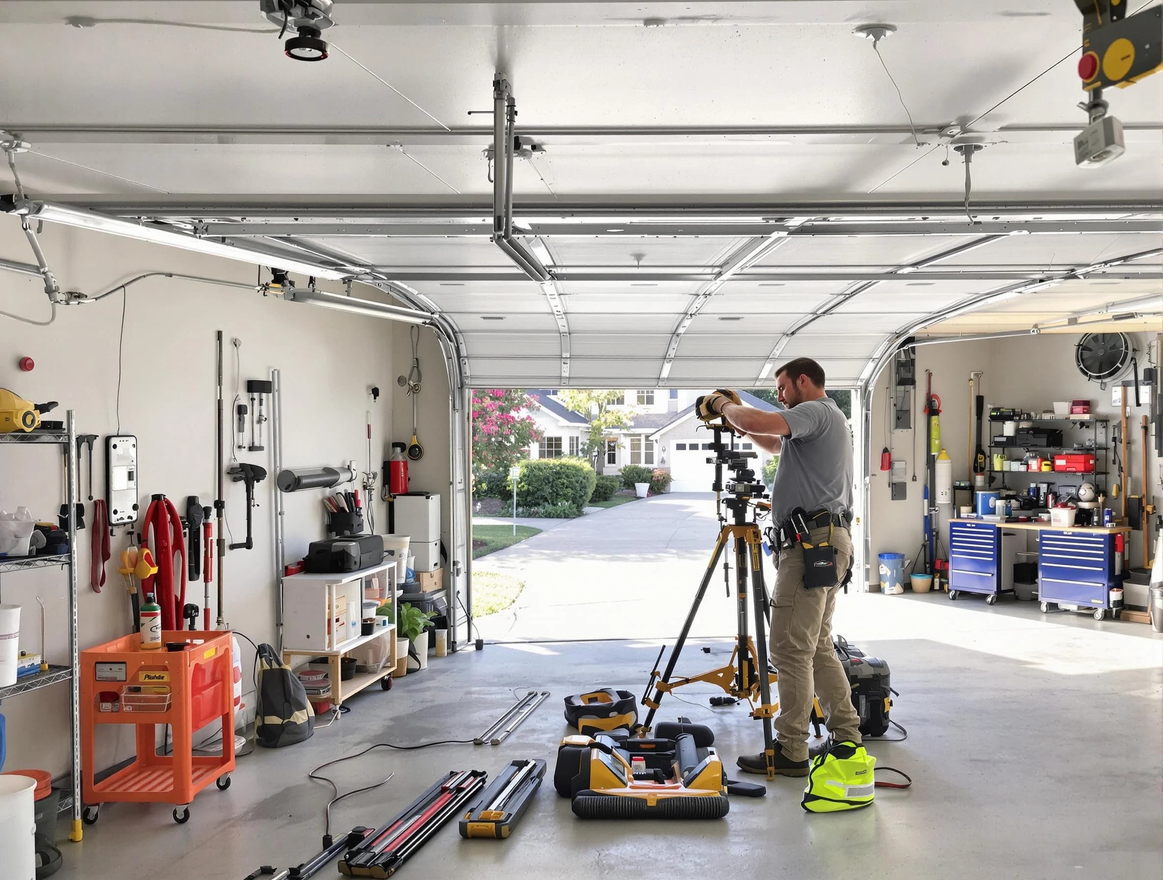 Bound Brook Garage Door Repair specialist performing laser-guided track alignment in Bound Brook